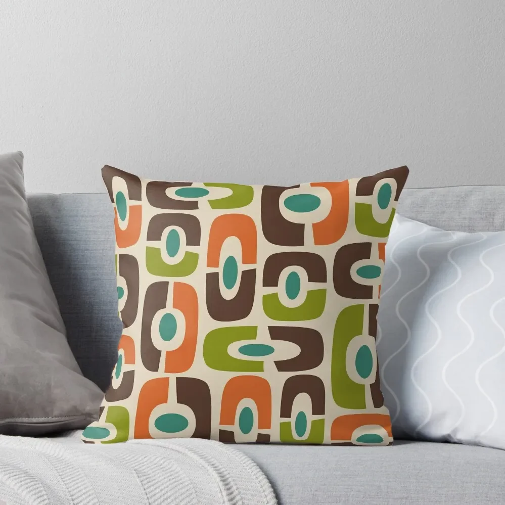 

Mid Century Modern Cosmic Abstract Brown Blue Green Orange and Beige Throw Pillow