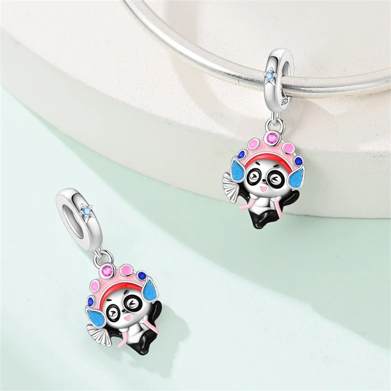 925 Sterling Silver Sichuan Opera Face Changing Panda Charms Pendant Fit Original Bracelet DIY Women Anniversary Jewelry Gifts