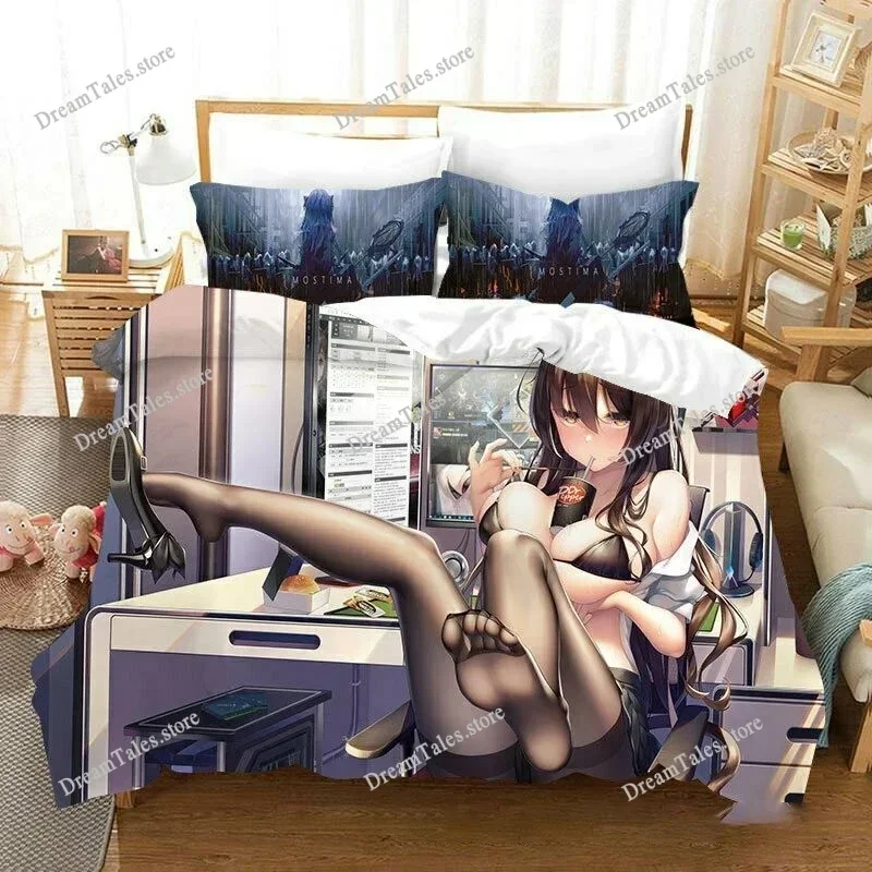 Exquisite 3D Anime Arknights Wallpaper Print Bedding Set Duvet Cover Comforter Bed Youth Kids Girls Boys Gift Home Textileextile