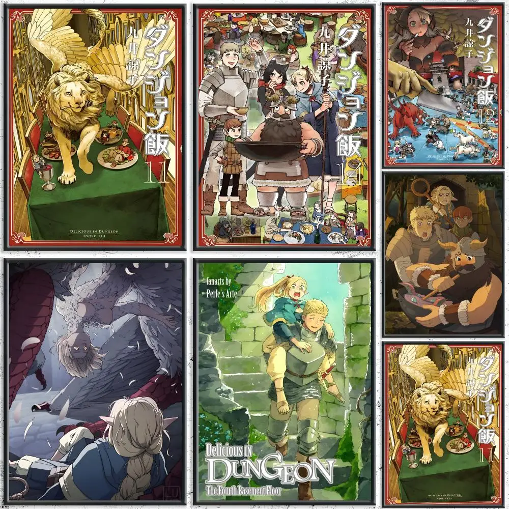 Trending Anime D-Delicious in DungeonS Poster HD Self-Adhesive No Residue After Removal Ideal for All Kinds of Wall Decor