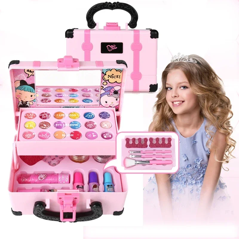 

Kids Makeup Cosmetics Playing Box Princess Makeup Girl Toy Play Set Lipstick Eye Shadow Safety Nontoxic Kids Toys for Girls