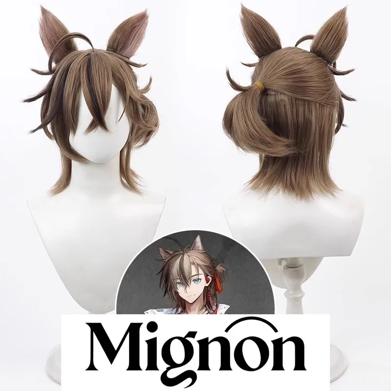 Arknights 6-Star Operator Roestvrij cosplay pruik bruin met geïntegreerde vlechtoren Halloween cadeau