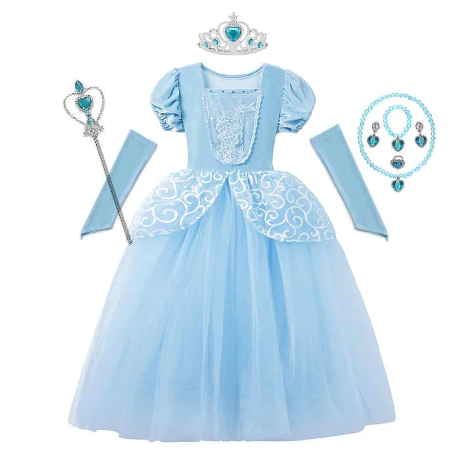 Girl Cosplay Dress Up Clothes for Girls Christmas Halloween Party Cinderella Princess Costume Kids Birthday Wedding Gown