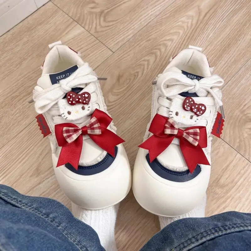 

Hot Sanrio Hello Kitty Girl Autumn and Winter Sneakers Student Thick Sole Fashion Cartoon Child Leisure White Sneakers New Style