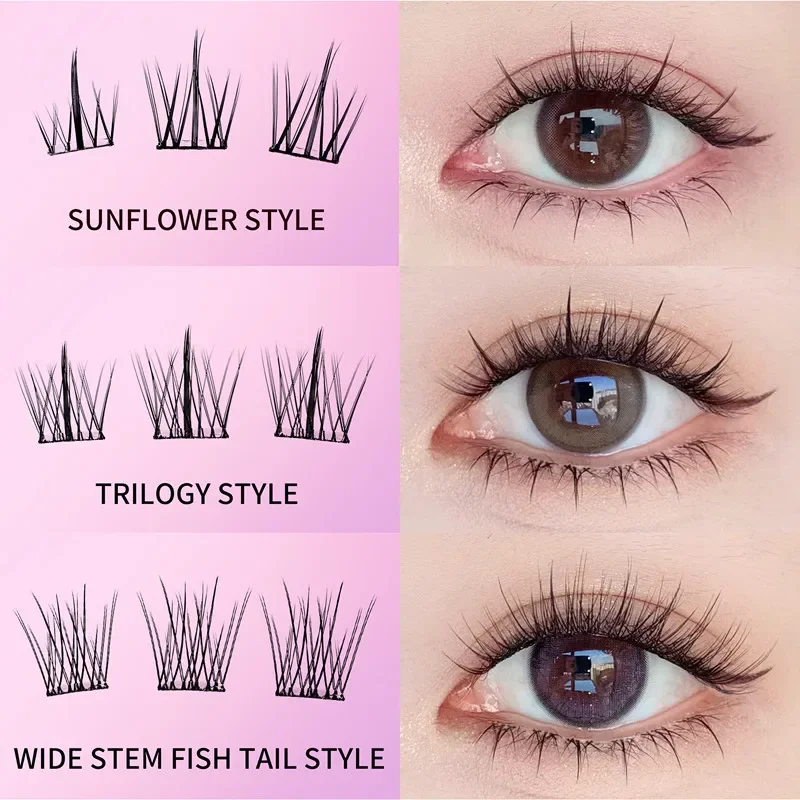 Self-Adhesive False Eyelashes Sunflower Fishtail Style - No Glue Needed Natural Look Lashes Reusable Daily Wear DIY Anime Eyes