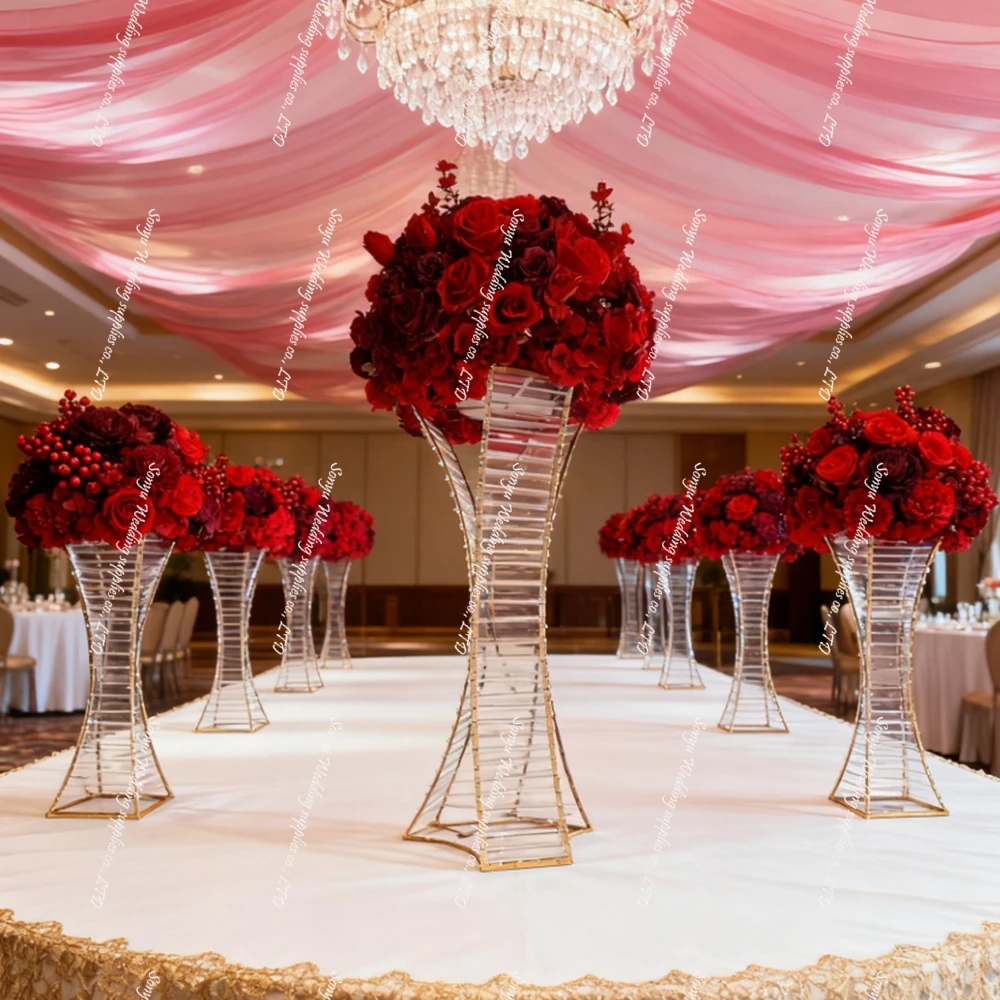 

10pcs)Wedding acrylic Centerpiece Stands black/Gold Crystal Flower Stand Wedding Table Centerpiece