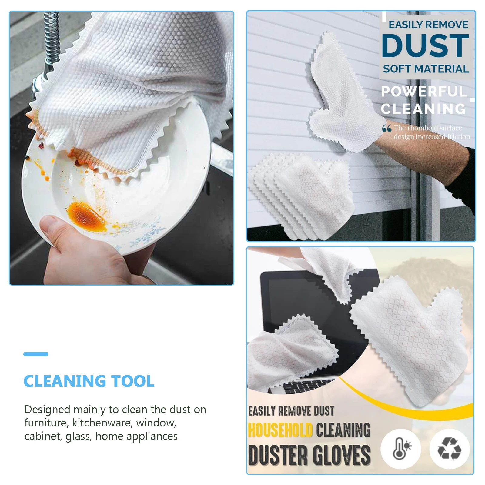

20pcs Dusting Gloves Non Woven Disposable Cleaning Mitts For Home Appliances niture Glass Dust Removal Cleaning Tool