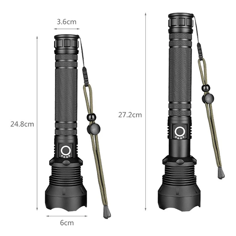 120000 High Lumens LED Rechargeable Tactical Laser Flashlight Outdoor Lighting Waterpoof Climbing Camping COB Zoomable Light