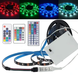 유연한 리본 테이프 백라이트 RGB LED 스트립 조명, 리모컨 1led 절단 가능, 3AA 배터리 전원, 5V, 5050 SMD, 30LEDs/m