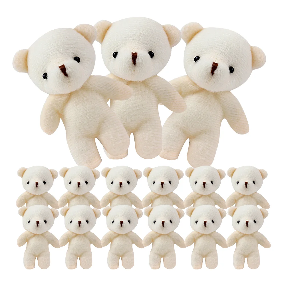 Petit ours en peluche pendentif jouet animal, petit porte-clés grill blanc, mini décor, 15 pièces