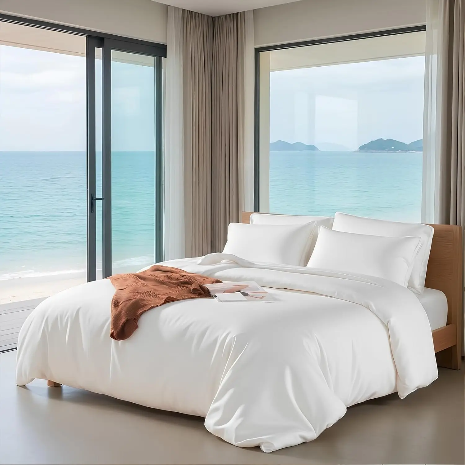 

Twin Duvet Cover Set, Ultra Soft Viscose from Bamboo Cooling, 68x90 inches White, 1 Duvet Cover + 1 Pillowcase