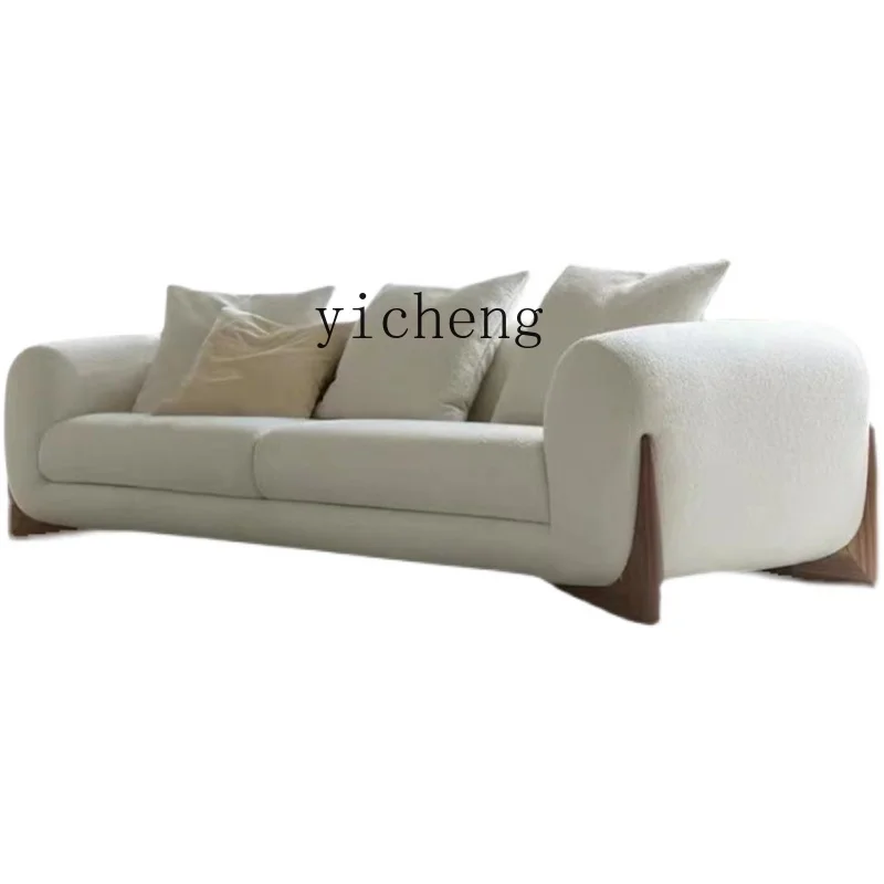 

ZC fabric sofa modern simple small apartment lamb wool double sofa straight row sofa