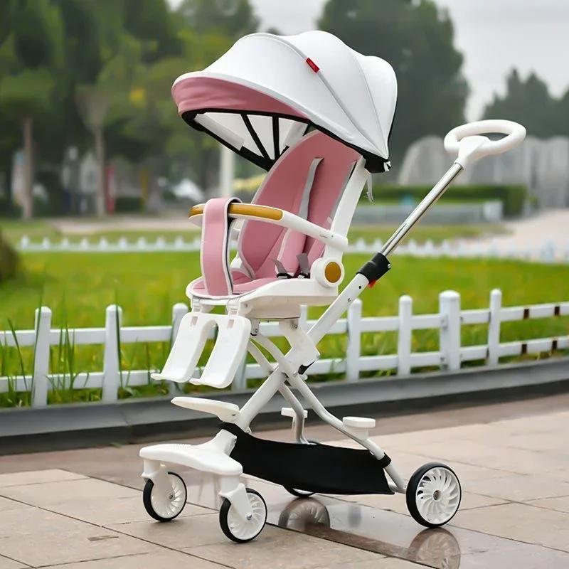 Foldable Buggy With Car Seat Combo Portable Landscape Design Children'S Trolley