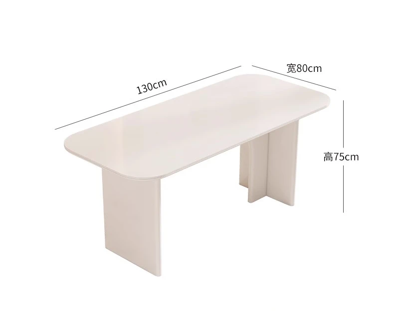 

Solid Wood Stone Plate Dining Table Simple Living Room Creative Rectangle Cream Style Dining Tables and Chairs Set