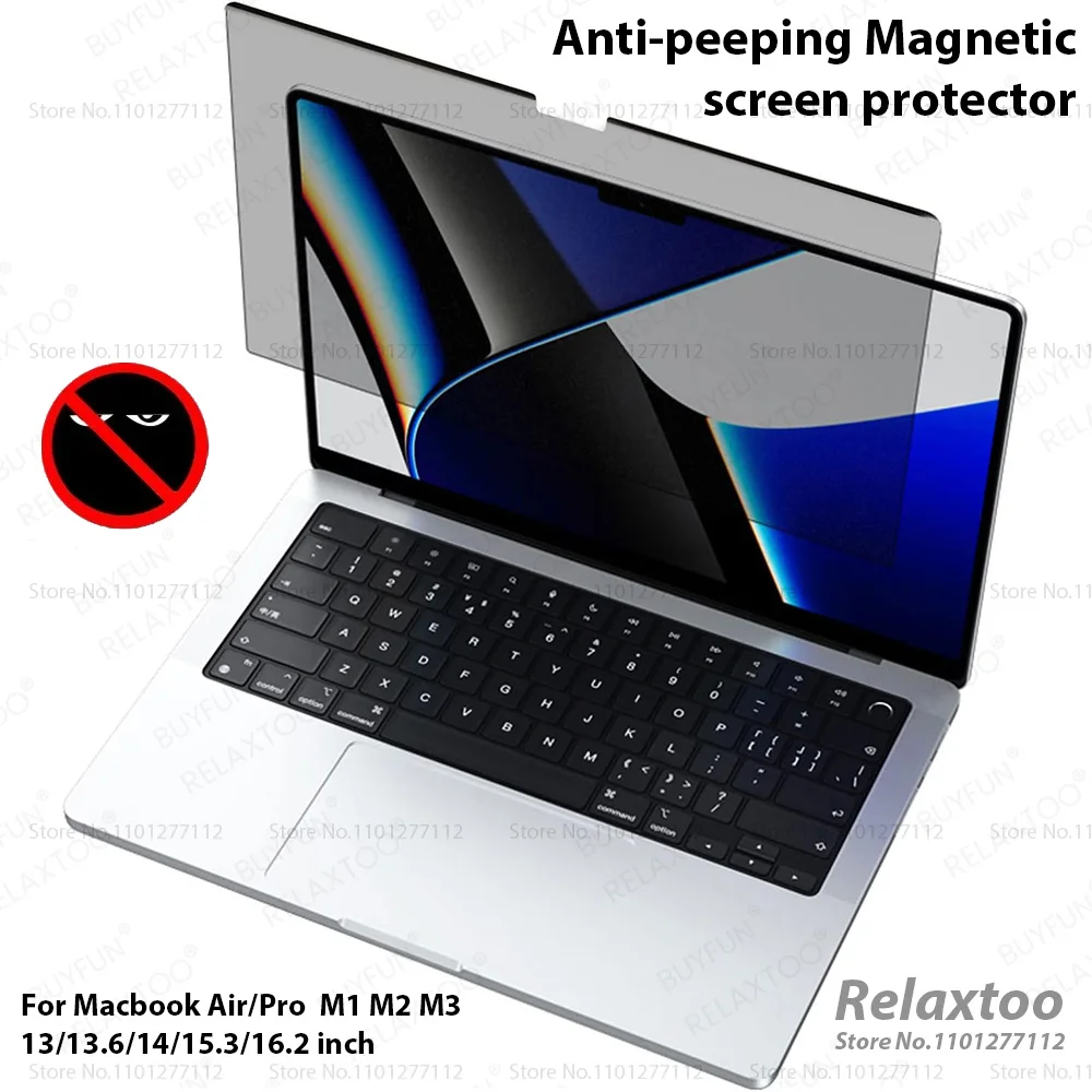 For Macbook Air/Pro M1 M2 M3 Privacy Magnetic Screen Protector for Mac 13 14 15 16 13.3 13.6 14.2 15.3 16.2 inch Laptop Filter