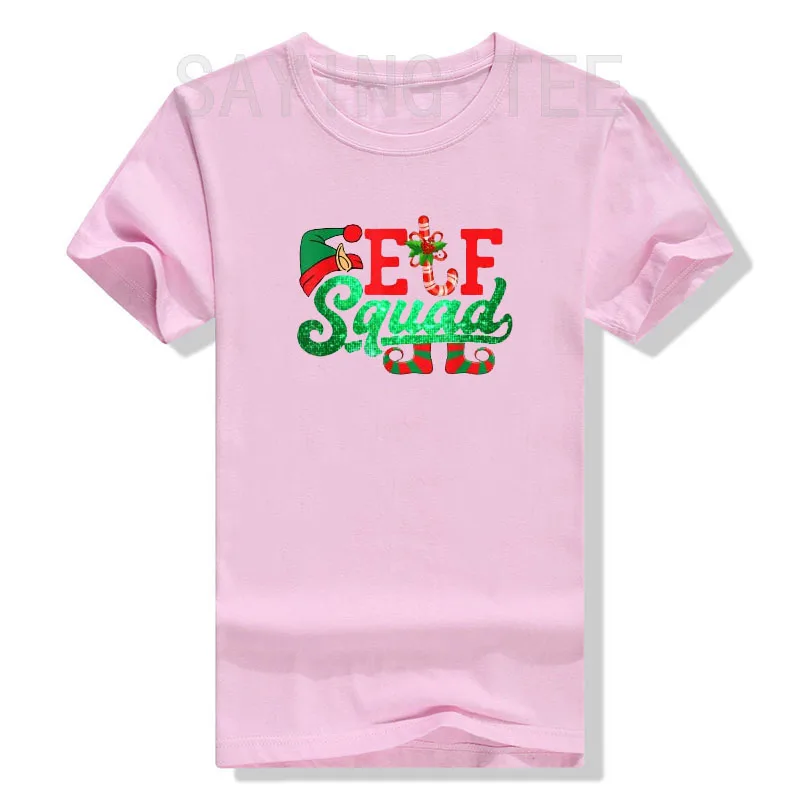 Elf Squad Funny Family Christmas Matching Pajamas Xmas Teens T-Shirt Gift Cute Sayings Quote Graphic Tee Top Short Sleeve Outfit