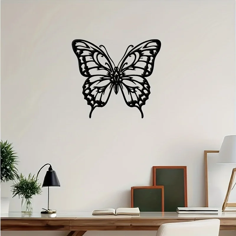 Black Butterfly Iron Wall Sculpture White Wing Metal Decor Elegant Indoor Farmhouse Wedding Easter Christmas Housewarming Gift