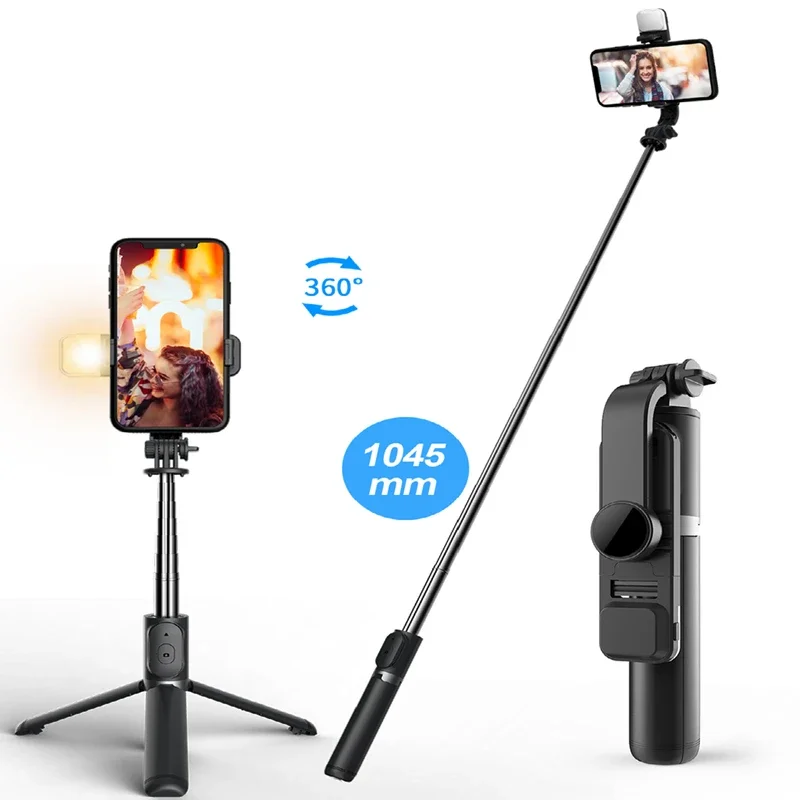 COOL die Q02S nouveau trépied sans fil bluetooth selfie stick trépied pliable monopode avec lumière de remplissage obturateur bluetooth pour Smartphone