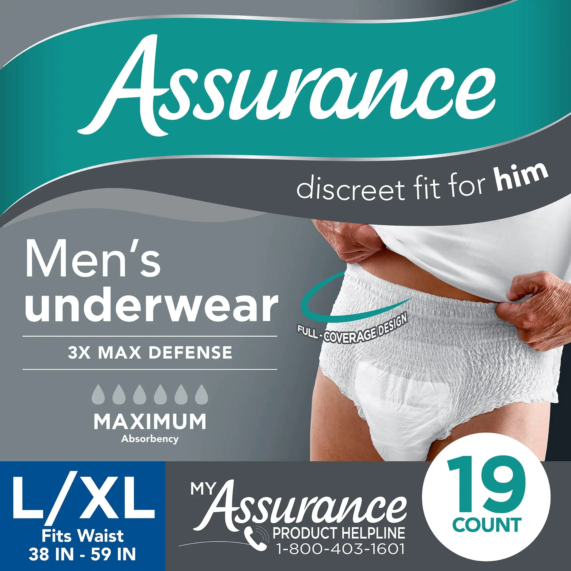 

Men's Incontinence Underwear, L/Xl, Maximum Absorbency (19 Count)