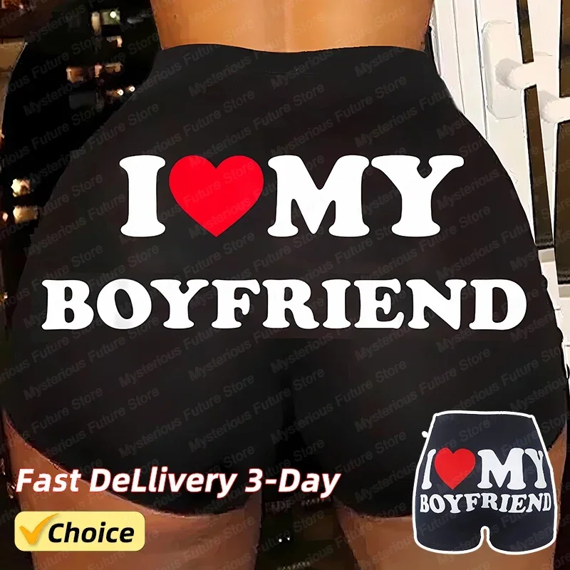 Newest Women Shorts Sleep Bottoms Pajamas Boxers Black S M L Love Letter Printing Painted Design Casual Sports Fitness Sleep