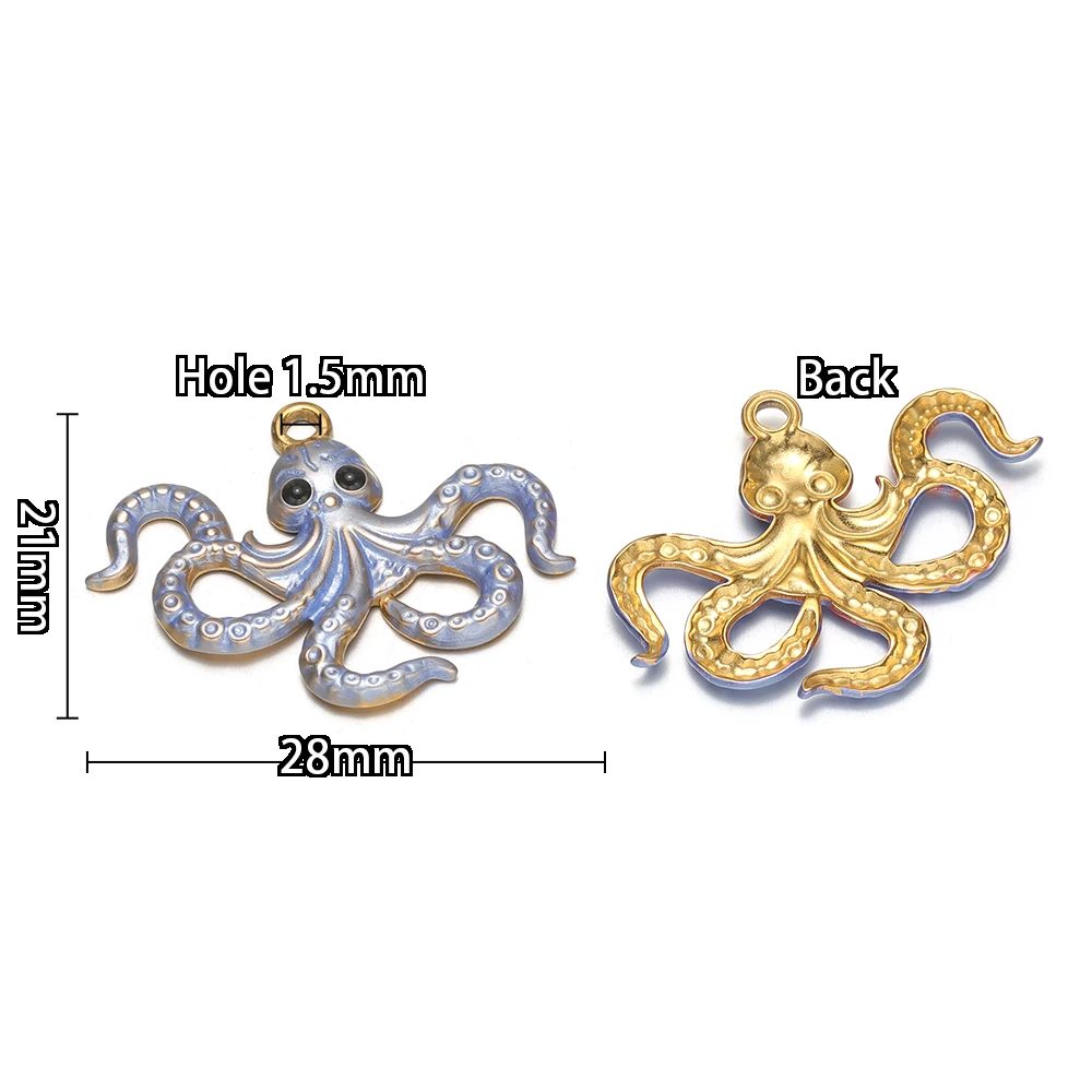 4 Stück Edelstahl-Emaille-Oktopus-Anhänger für DIY-Schmuck, Kinderparty-Ohrringe, Halsketten, Kinderarmbänder, Anhänger-Geschenke – Detail 3