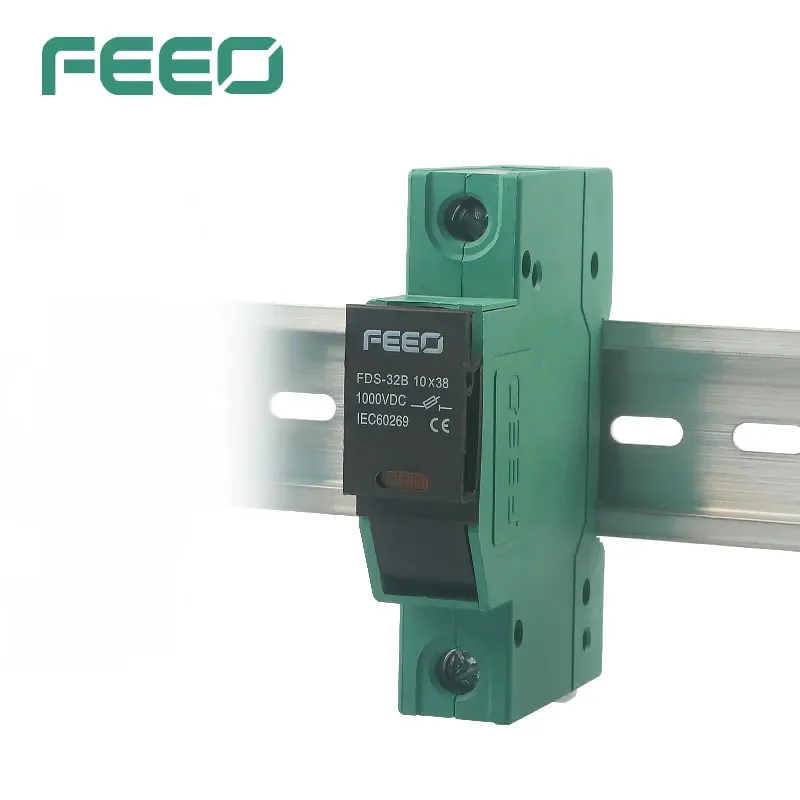 FEEO DC Fuse Holder 1000V 1-32A 10x38 Automotive Solar Fuse Holder Solar Din Rail CE Certification Photovoltaic  TUV Certificate