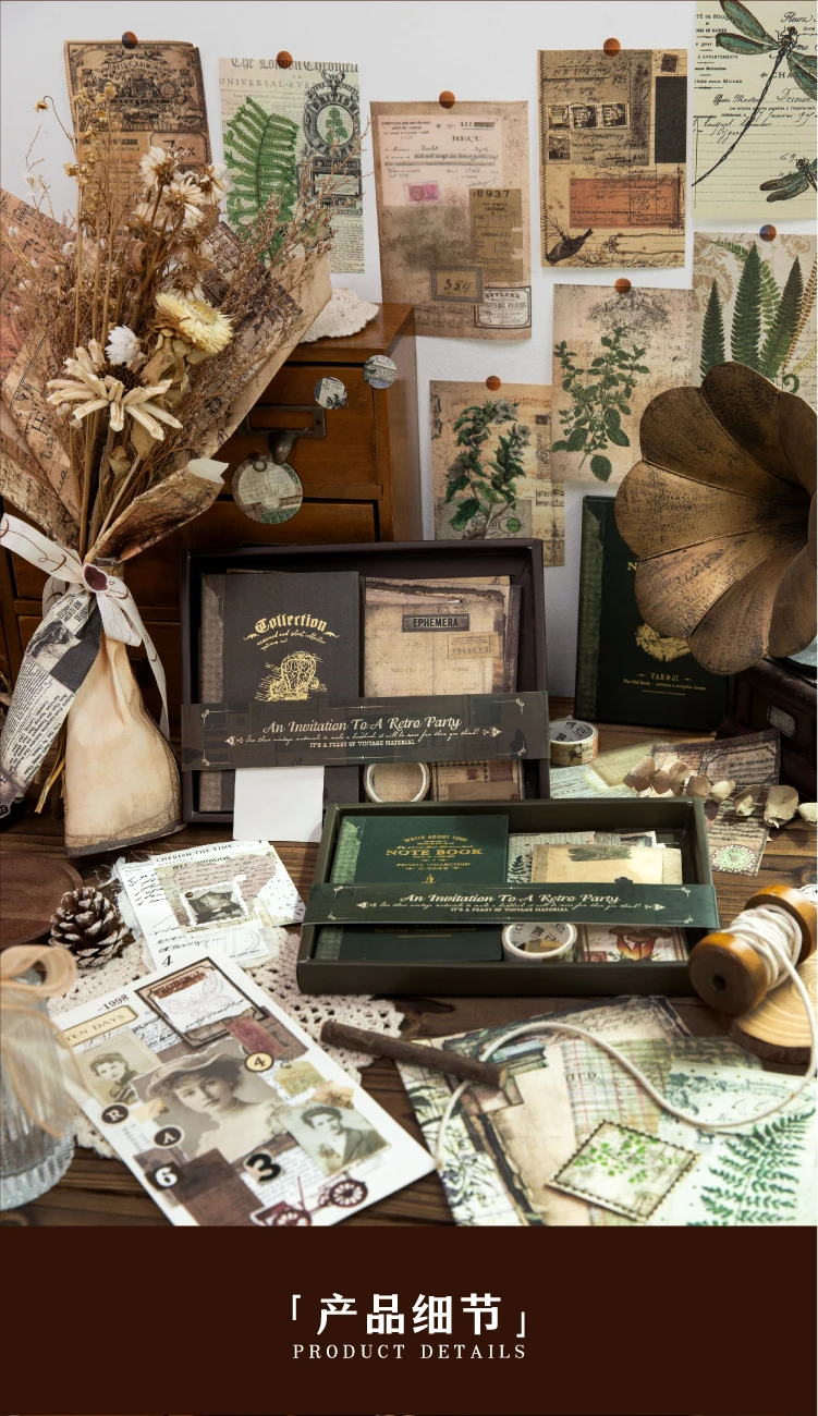 Journal GO 65-teiliges Set Retro Journaling Geschenkbox, Komplettes Vintage Scrapbook-Kit mit Papier & Aufklebern für Planer, Junk Journals – Detail 3