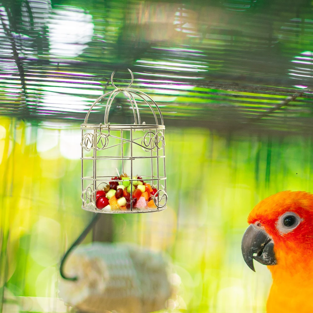 

4pcs Bird Feeder Cage Hollow Iron Design Vegetable Fruit Dispenser Suspend Outdoor Indoor Container Multibird Feeding Tool Pet