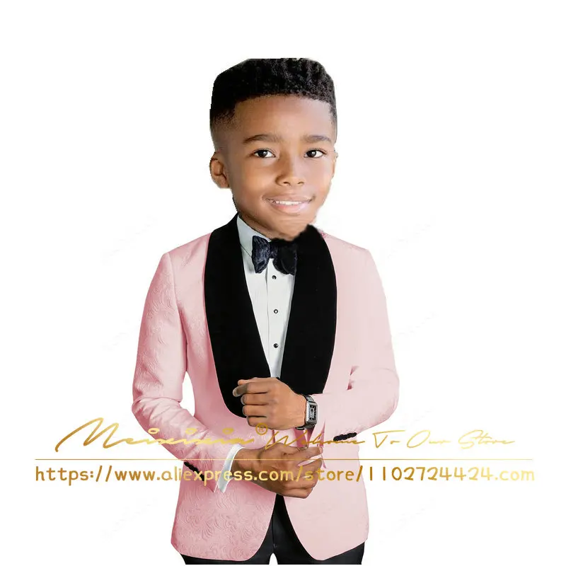 

Boys 2 piece Suit for Wedding Pink Floral Jacket Pants Fashion Party Clothes Kids 2-16 Years Old Customized Outfit