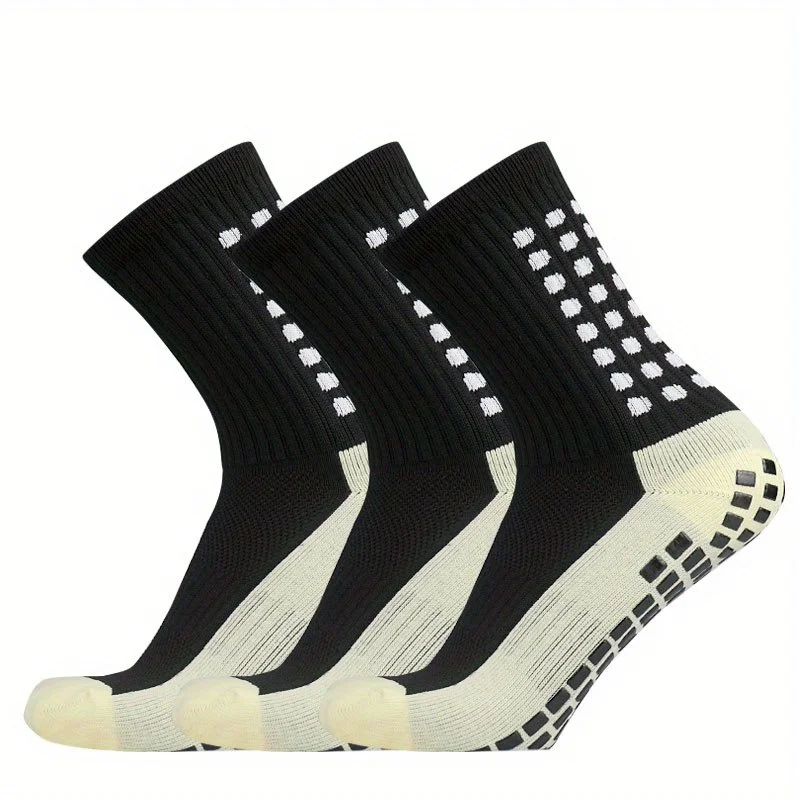 3 Pairs Multifunctional Professional Non-slip Silicone Football Socks, Outdoor Breathable Training Sports Socks