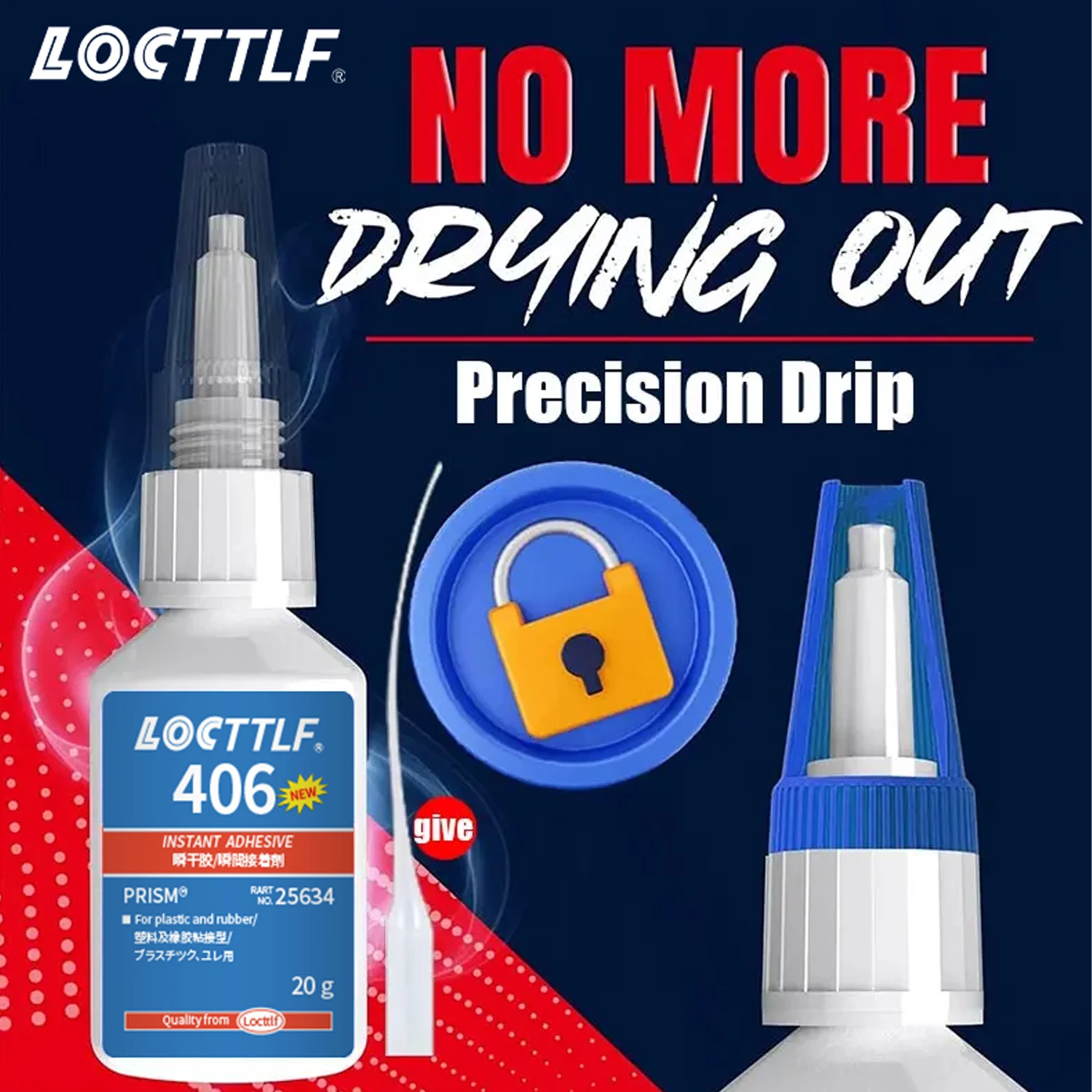 20 ml schnell trocknender Superkleber 406 Cyanacrylat, sofortiger, starker Klebstoff für Spielzeug, Bastelarbeiten, Schuhe, Metall, Glas, Keramik, schnelle Reparatur