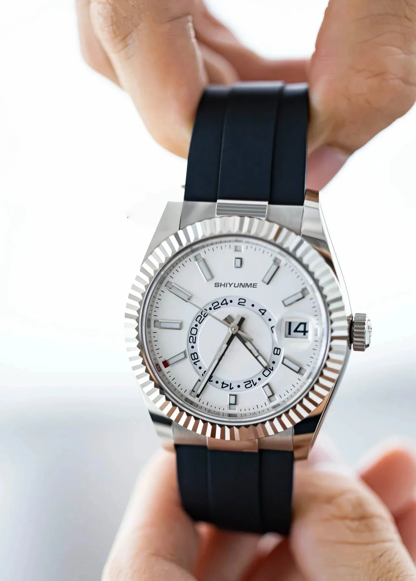 A333 Магазин 904, спортивные автоматические механические часы с календарем, унисекс, полностью функциональный внутренний календарь, вращающийся из нержавеющей стали