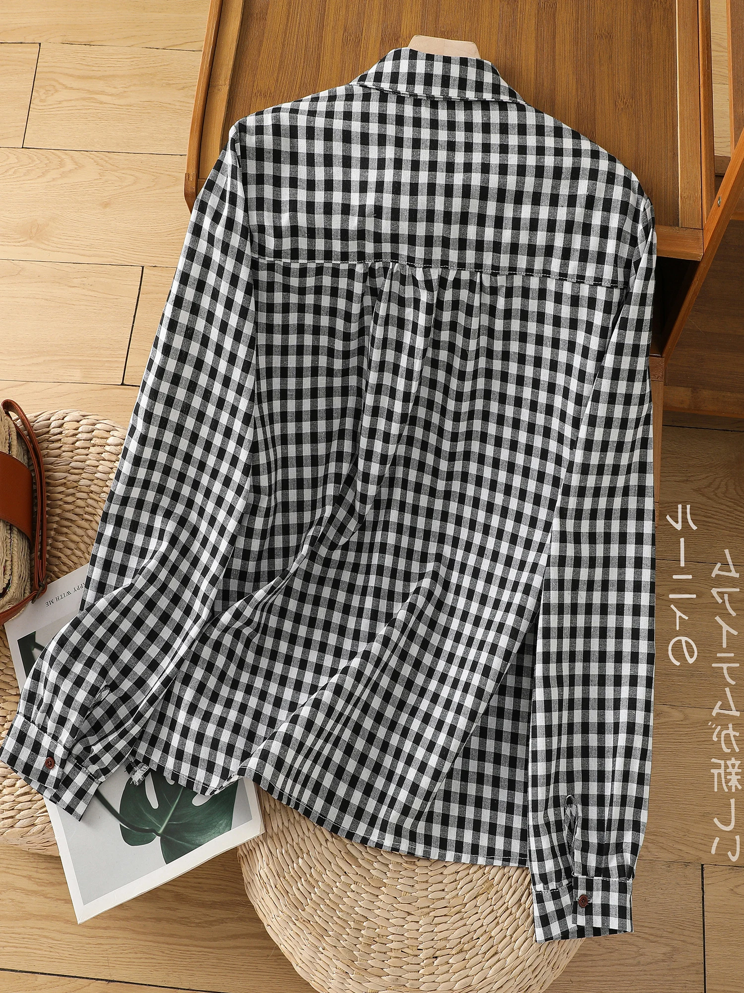 Retro Plaid Katoen Linnen Lange Sve Dames Irt Lente Nieuwe Sle Casual Pop Kraag Open Vest Irt Anti-aging Top