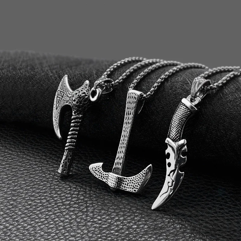 Rusty Steel Jewelry Fashion Dagger Sickle Axe Hip Hop Pendant Punk Male Titanium Steel Pendant Jewelry