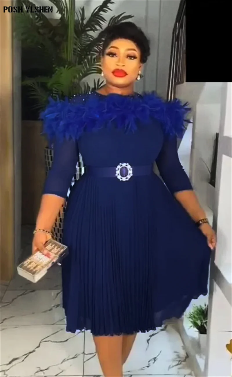Feather African Dresses for Women 2024 New Africa Clothing Plus Size Turkey Elegant Party Long Dress Dashiki Ankara Outfits Robe