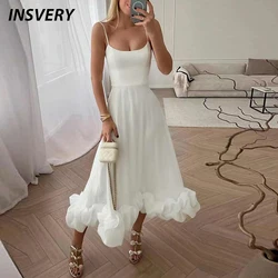 Elegant Dresses For Women Sleeveless Beach Party Dress White Sleeveless A-Line Long Dress Women Evening Dress
