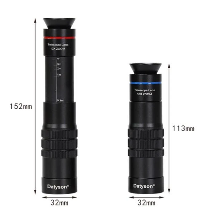 

Datyson Monocular Telescope Mobile Telephoto Lens 10x Zoom All Metal Blue & Red Color for Choose