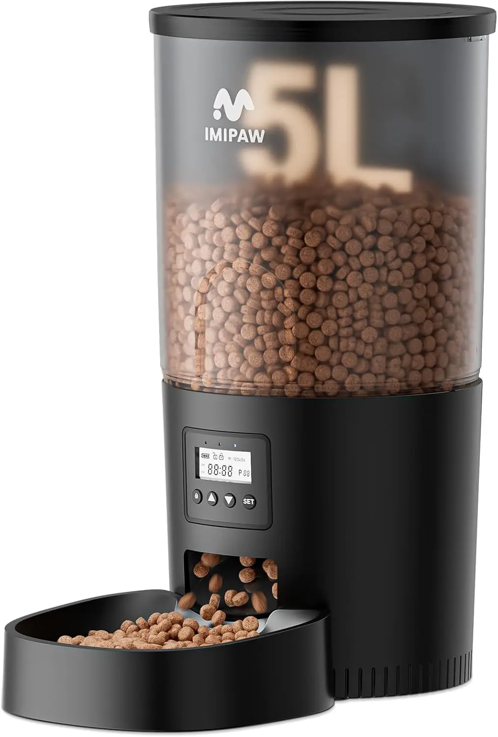 

Автоматическая кормушка для домашних животных, большая емкость 5 л, кормление с таймером, двойная мощность, программируемые порции для кошек и маленьких домашних животных