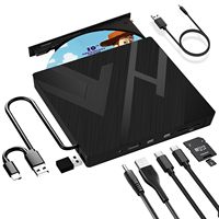USB 3.0 Type-C External Blu-ray Optical Drive for Laptop PC Portable BD DVD CD -/+RW Player Burner Reader with SD/TF Card Slot