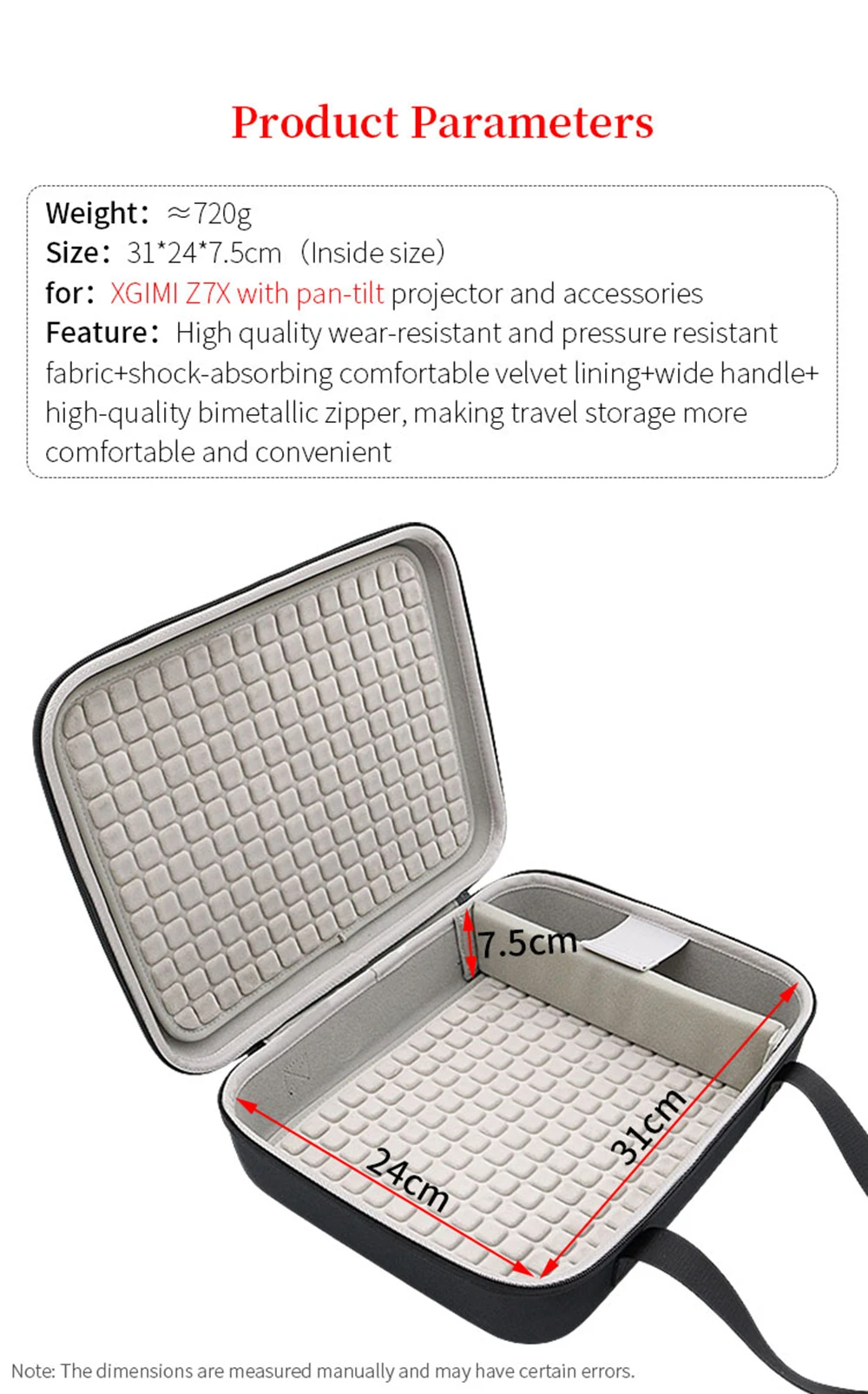 Tragbare Projektortasche für XGIMI Z7X Z6X Pro Projektor Harte EVA-Box Z9X MATE mit Schwenk-Neige-Schutz-Reise-Tragetasche im Freien – Detail 7
