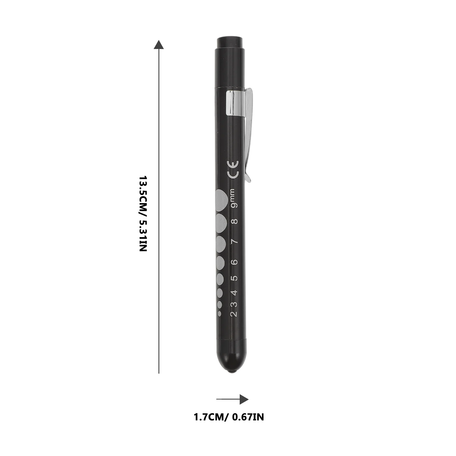 Escala de regla corporal de aluminio duradera pequeña médica Led, 2 uds., para inspección de médico y enfermera, uso negro y plateado