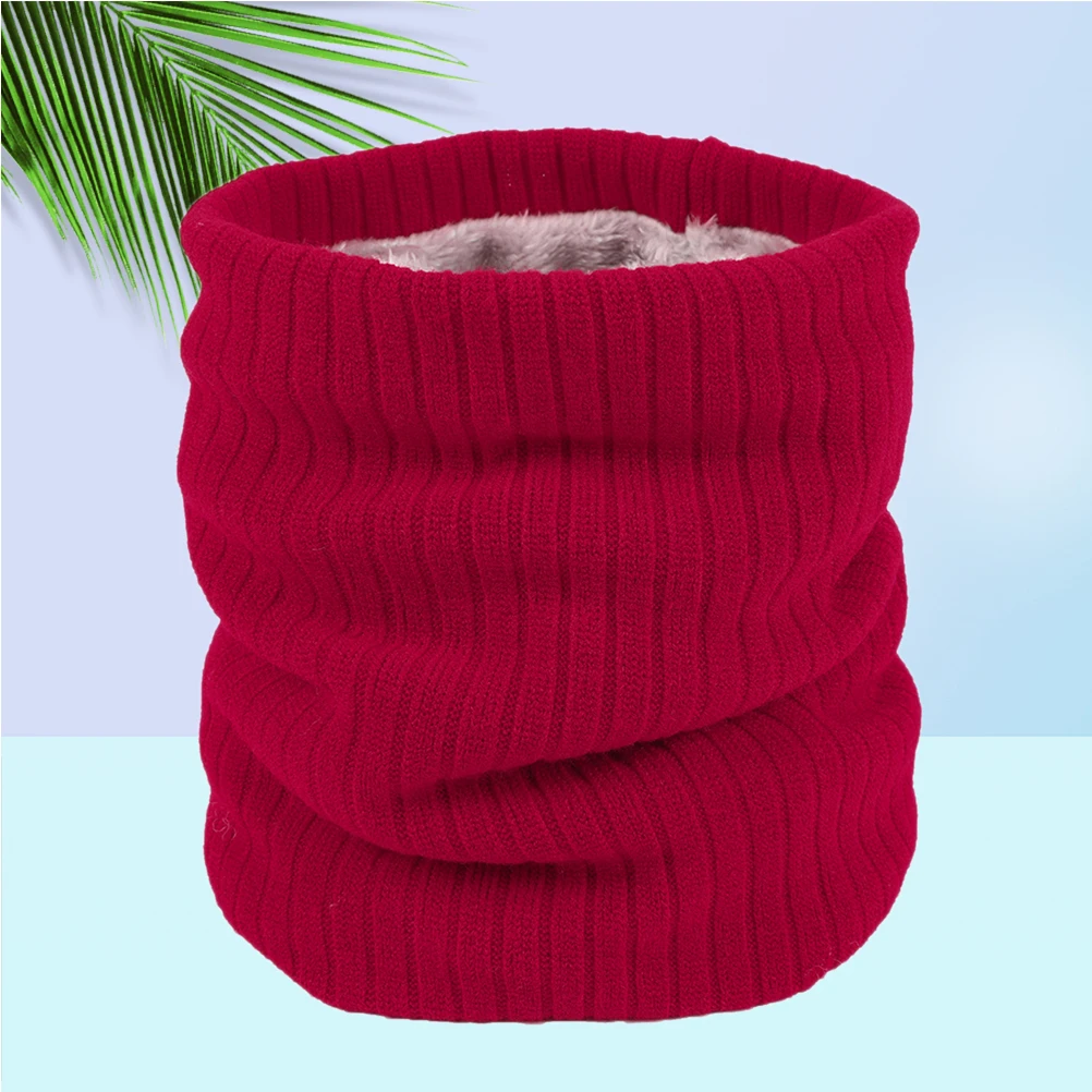 

Winter For Women Double Layer Fleece Lined Knit Circle Chunky Warm Neck Warmer Windproof Soft Comfortable All Match Pure Color