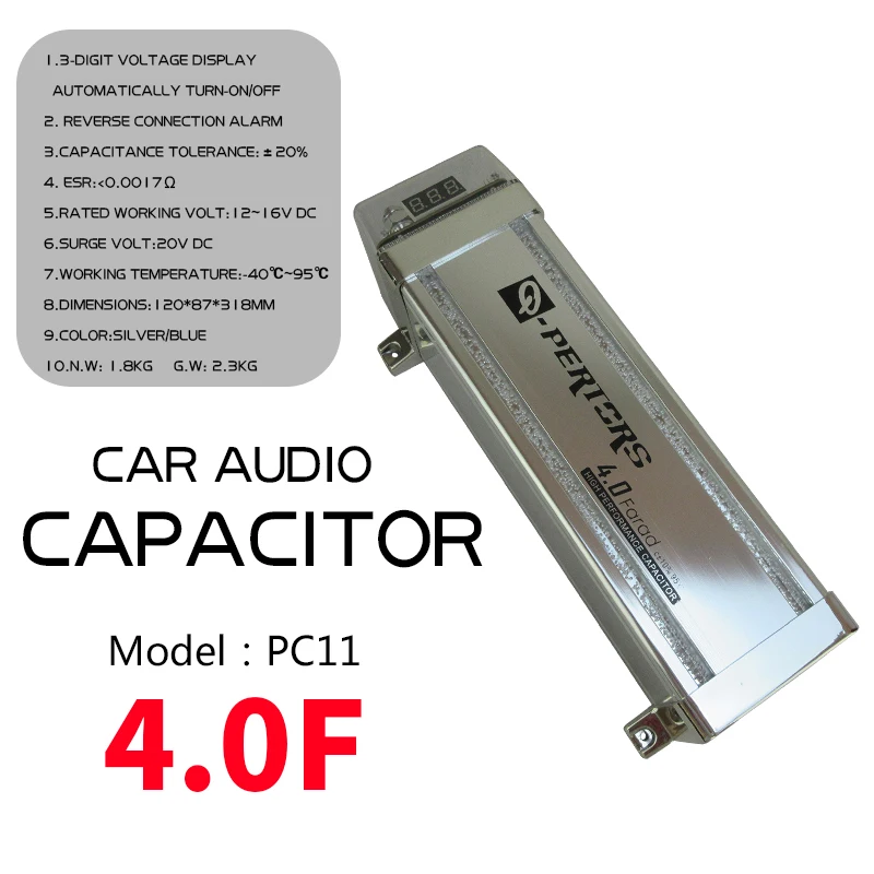 Factory Car Audio Capacitor Electrolytic Capacitor 4.0Farad PC11 QPERTORS Stabilize voltage and filter noise Audio Accessories