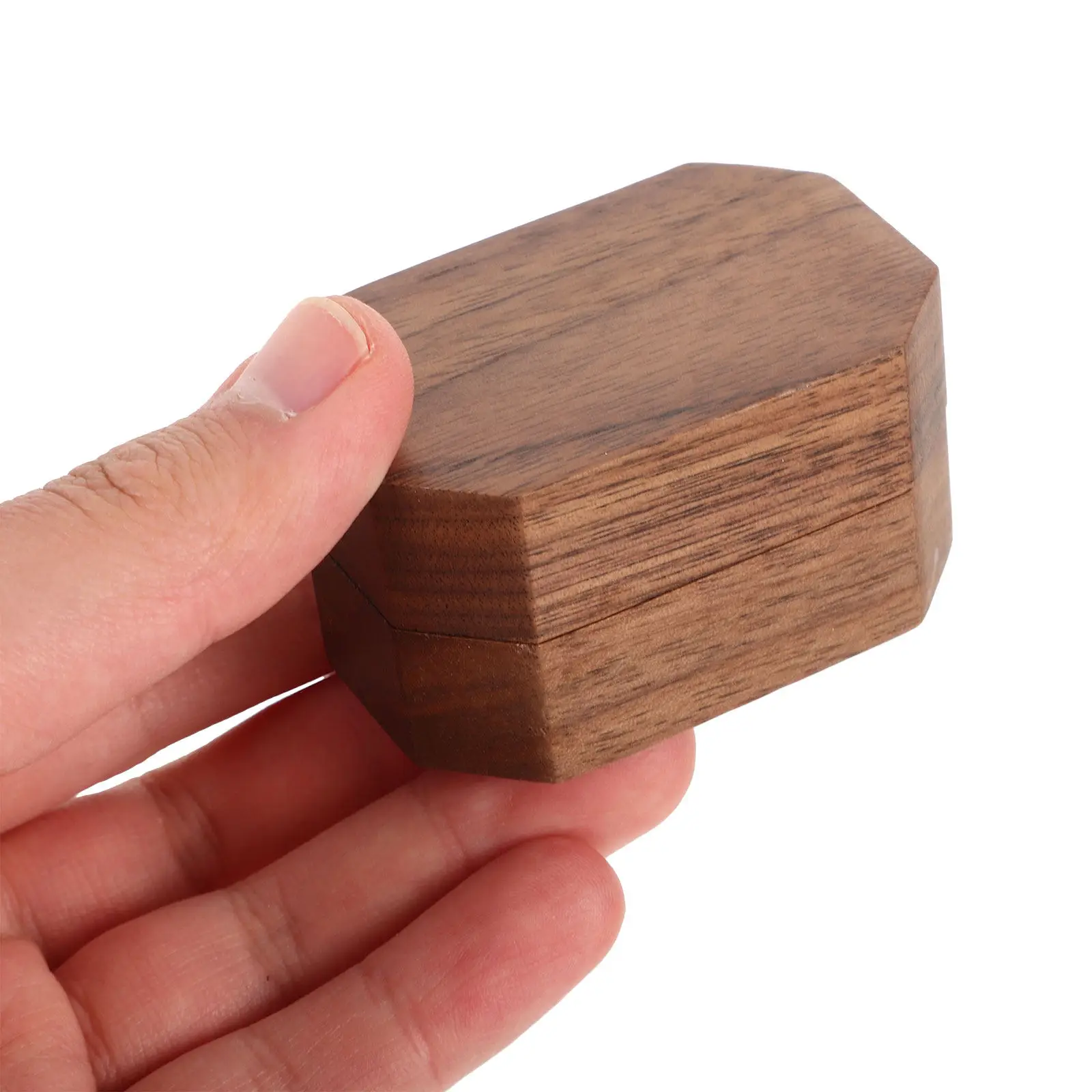 

Wooden Ring Box Black Walnut Jewelry Storage Compact Portable Case Wedding Engagement Ring Holder Gift Display Box