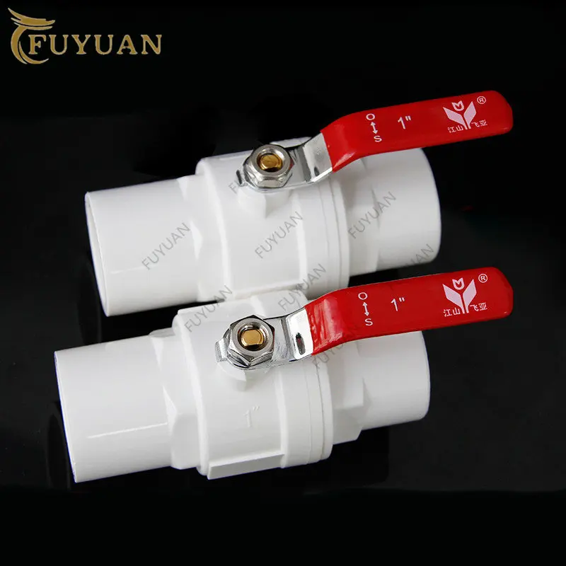 Red Non-slip Handle PVC Ball Valve 20/25/32/40/50/63/75mm Inner Diameter 2 Way Slip Ends Water Shut Off flow controller Valve