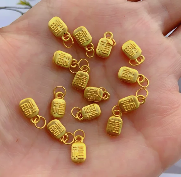 24k pure gold best wishes pendants for women gols square shape pendant