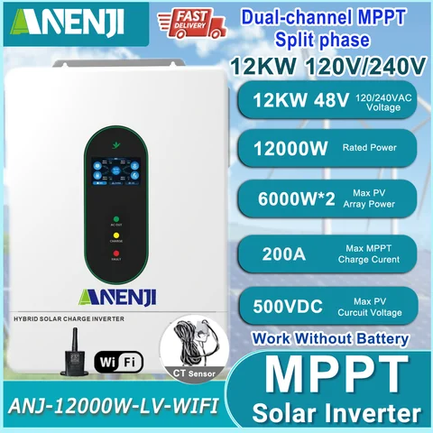 12KW 6.5KW 3.6KW 48V 120VAC 하이브리드 태양광 인버터 On/Off-Grid MPPT 80A 150A 220A WiFi가 포함된 순수 사인파 분할 위상 인버터 Best5