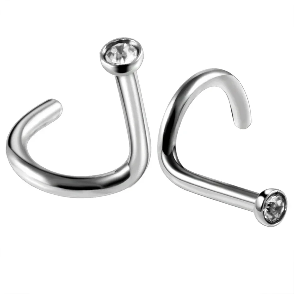 10pcs/lot Steel CZ Crystal Nose Stud Earrings Gemed Nostril Piercing Nose Ring Pirsing Nariz Nose Earrings Set Piercing Gift