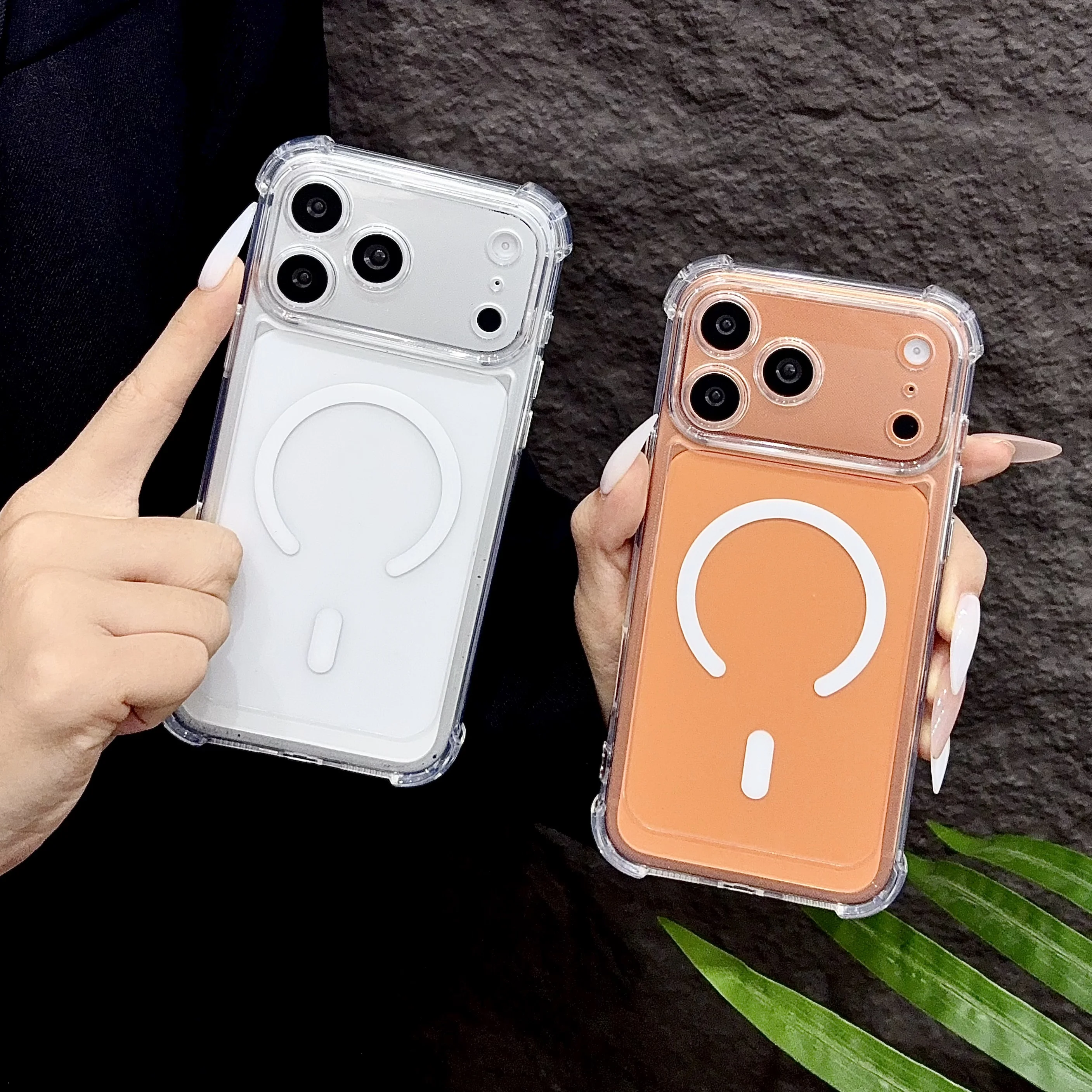 Coque de téléphone antichoc transparente magnétique à airbag quatre coins pour iPhone 17 16 15 14 13 12 11 Pro Max Plus 17e 16e