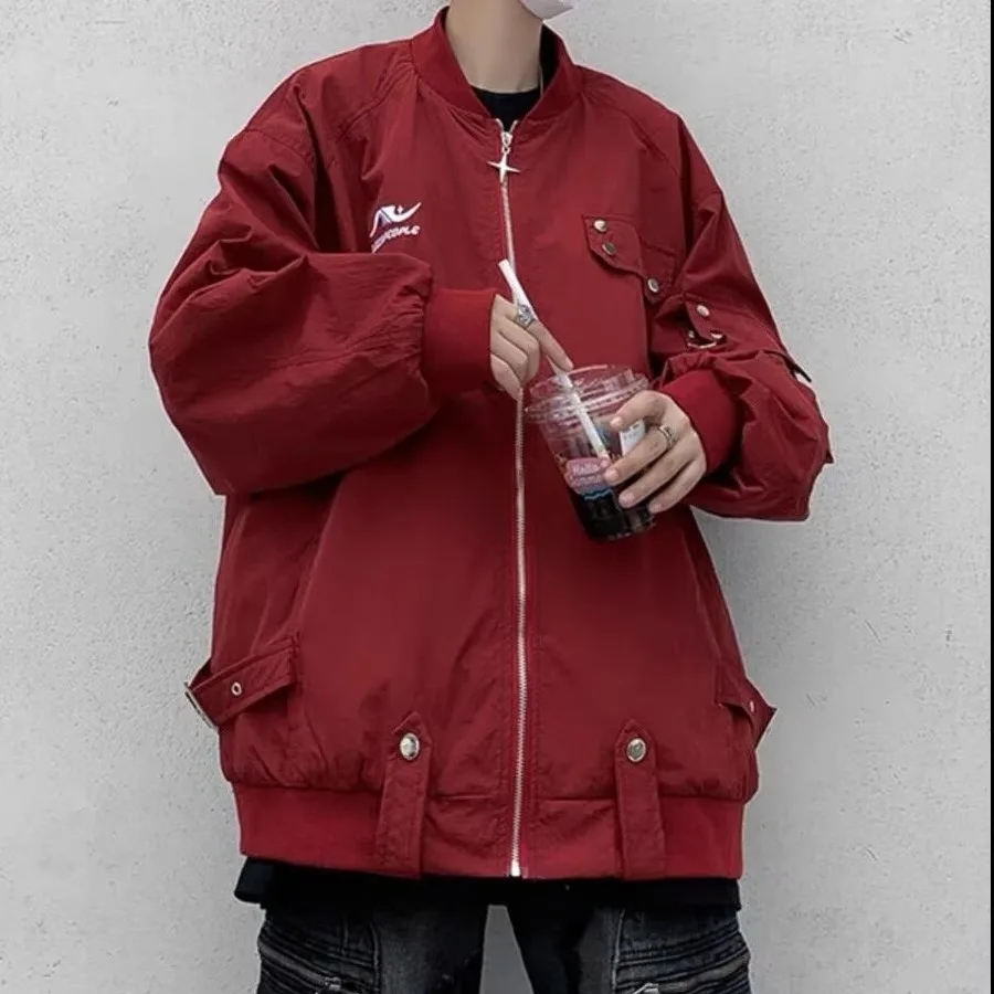 

Мужская свободная куртка-бомбер в американском ретро-стиле для осени и зимы, повседневная, водонепроницаемая, из ткани Ox, длинная